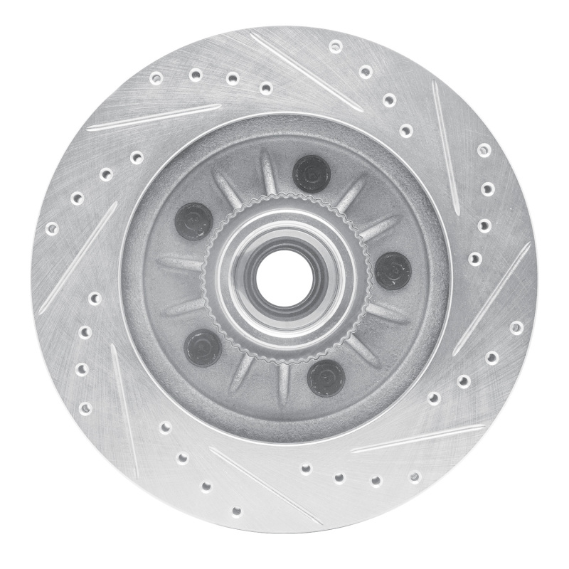 Ford Expedition Brake Rotor (1) - Front Left - R1 Concepts - Drilled & Slotted - Silver - `99-`04